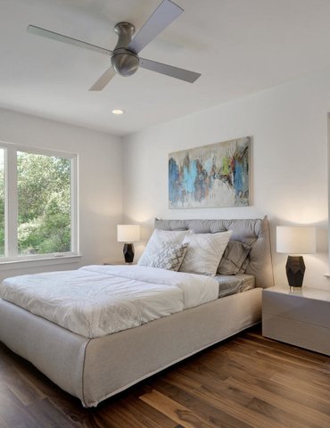 bedroom/kitchen with hardwood floor Peoples Signature Flooring Austin Texas, Walnut Natural 5 Inch