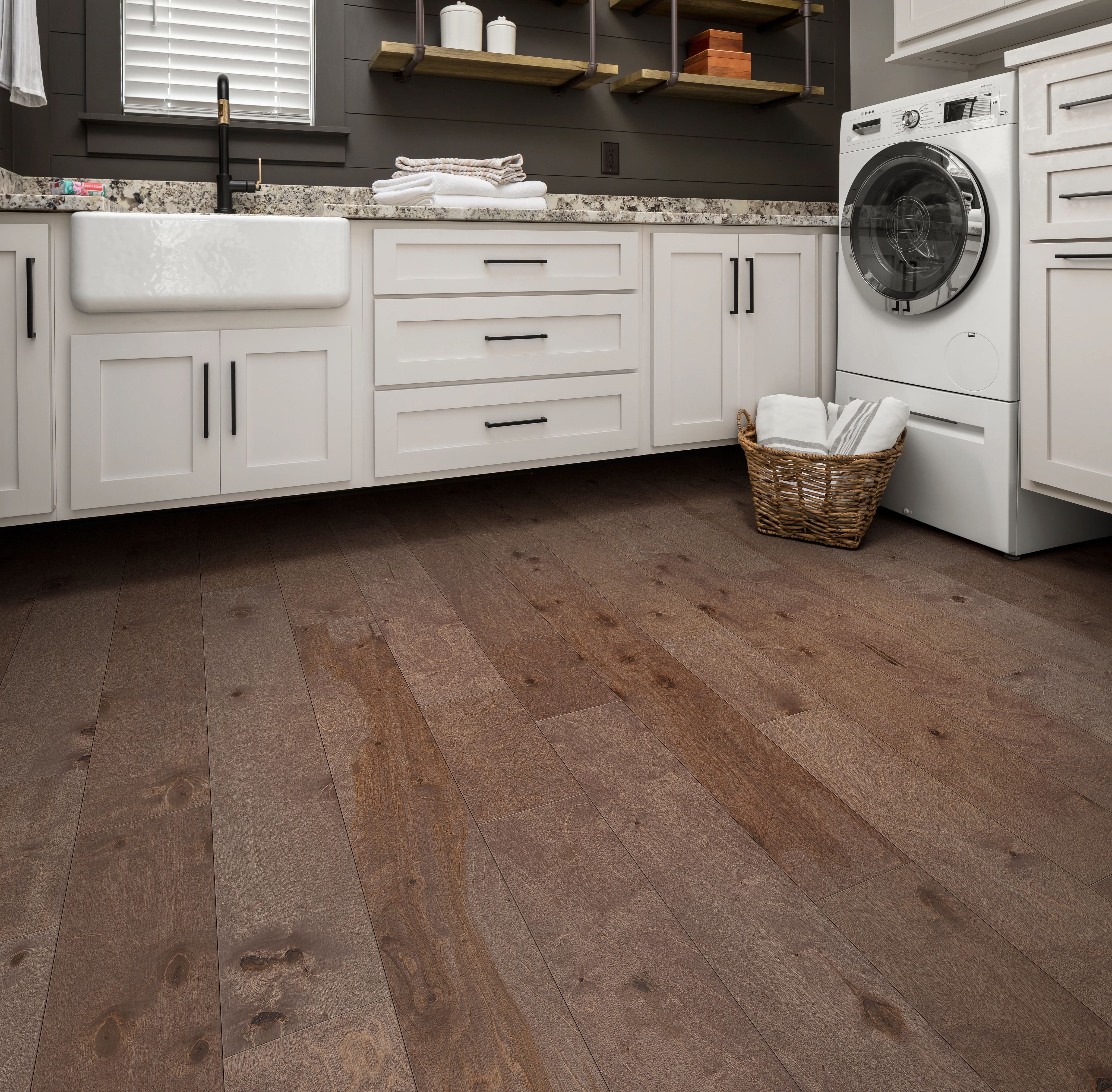 laundry room with hardwood