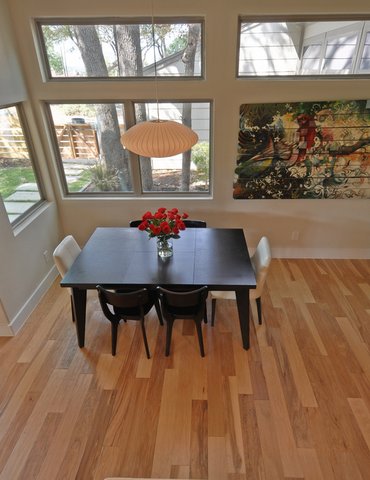 dining room with hardwood floor Peoples Signature Flooring Austin Texas