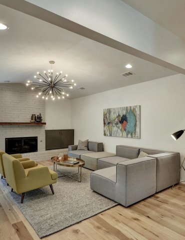 living room with hardwood floor Peoples Signature Flooring Austin Texas