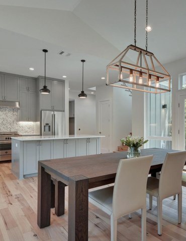 dining room/kitchen with hardwood floor Peoples Signature Flooring Austin Texas, Hickory Natural 5 Inch