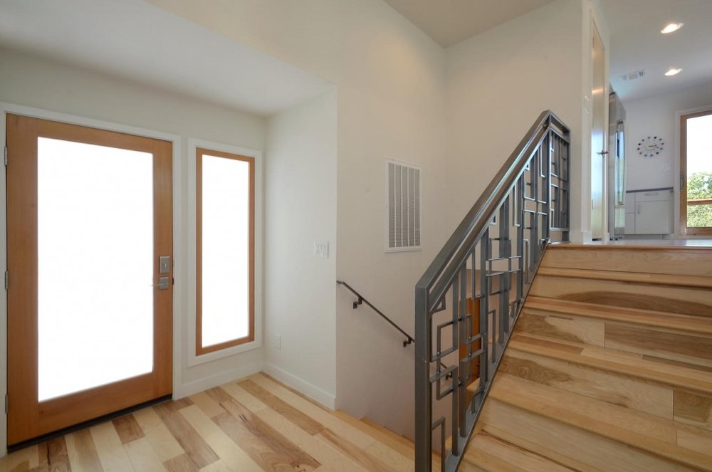 foyer with hardwood floor Peoples Signature Flooring Austin Texas, Hickory Natural 5 Inch