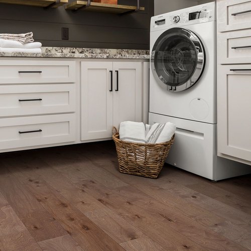 laundry room with hardwood Peoples Signature Flooring Austin Texas